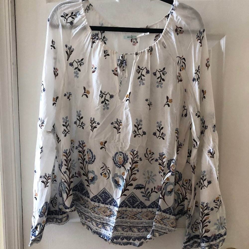 Anthropologie Floral Bell Sleeve top